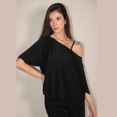 Blusa ombro á ombro preta com brilho