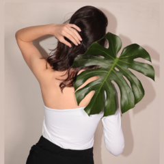 Blusa um ombro só com manga 7/8 - SUPLEX LIGHT CO2 CONTROL - BRANCA