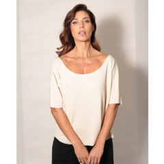 Blusa ombro á ombro com brilho - Off White com dourado - comprar online