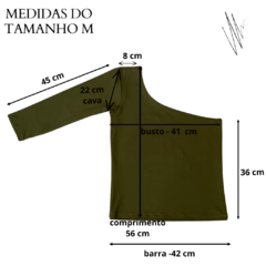 Blusa um ombro só com manga 7/8 - SUPLEX LIGHT CO2 CONTROL - PRETA na internet