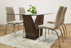 MESA HAUSE MADERA OSCURA + 6 SILLAS VIENA - comprar online