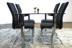 MES TAP DELUXE 1.6M + 6 SILLAS TORONTO NEGRAS PATA CROMADA - comprar online