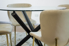 silla pata dorada beige