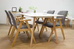 MESA TULIP RECTANGULAR PATA CUADRADA 1.6M + 4 SILLAS ARHAUS