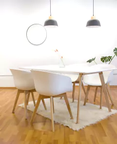 MESA EAMES RECTANGULAR PATA CUADRADA BLANCA 120 CM - tienda online