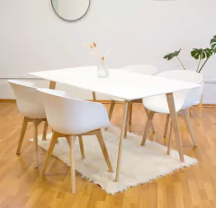 Imagen de MESA EAMES RECTANGULAR PATA CUADRADA BLANCA 120 CM
