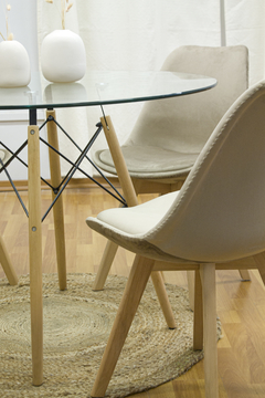 SILLA TULIP TAPIZADA BEIGE - tienda online