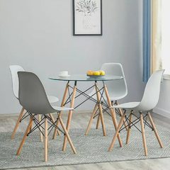 MESA EAMES DE VIDRIO + 4 SILLAS EAMES (Color a elección) - comprar online