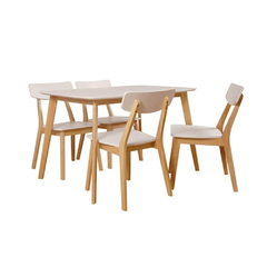 MESA NORWAY 1.20 M + 4 SILLAS NORWAY BLANCA RECTA
