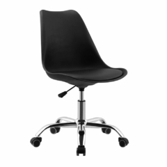 silla tulip negra de oficina con ruedas
