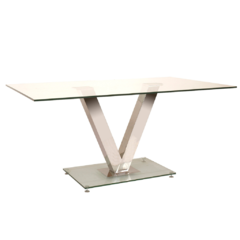 MESA DE COMEDOR ELEGANTE V DE VIDRIO 1,60 m x 0,90 m