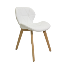 Silla ecocuero blanco pata madera
