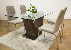 MESA HAUSE MADERA OSCURA + 6 SILLAS VIENA