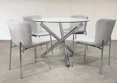 Mesa Matisse 1.00m. + 4 sillas Tess gris