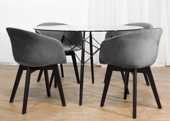 Mesa Eames Black leg 1.20 m. + 4 sillones New Tulip tapizados