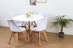 Mesa Eames white 1.00 m. + 4 sillas Tulip