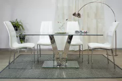 Imagen de MESA DE COMEDOR ELEGANTE V DE VIDRIO 1,60 m x 0,90 m