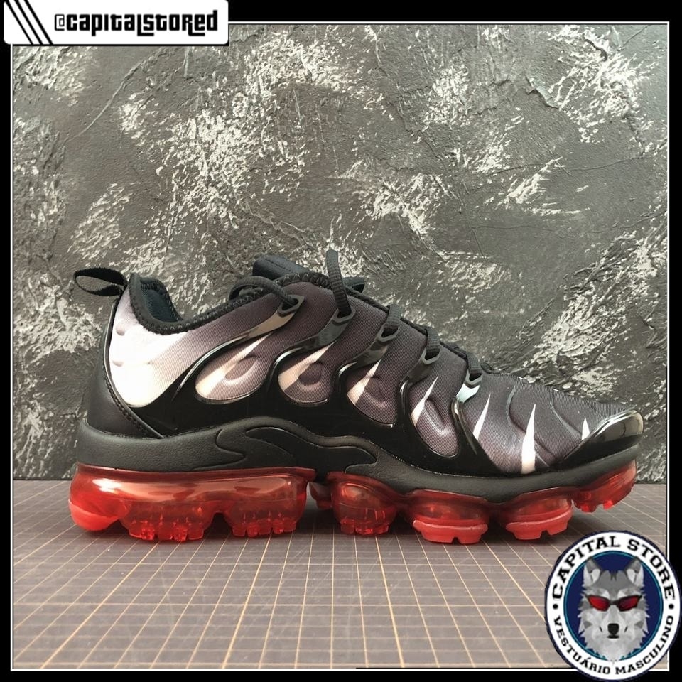 air vapormax plus black speed red white shark