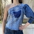 Blusa jeans asimmetrica