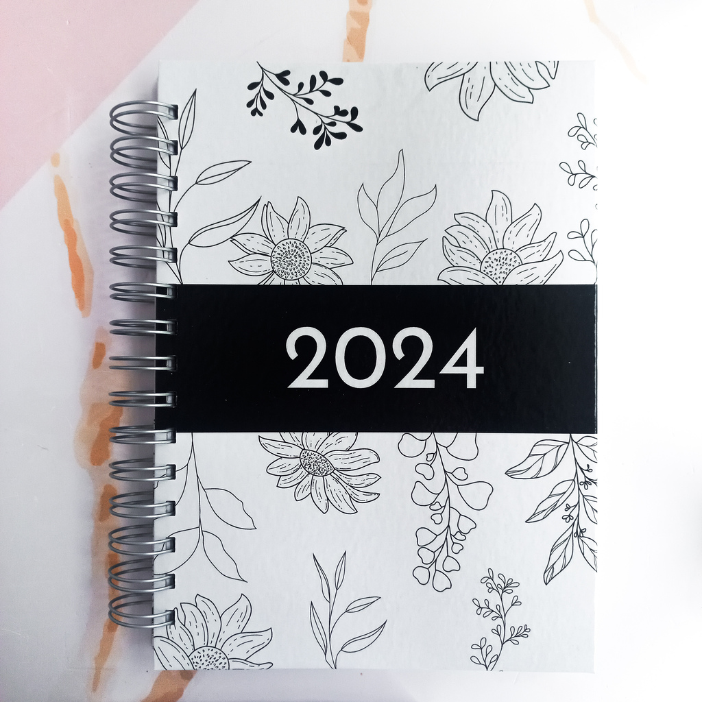 Planificador Anual 2024 Agenda Personal Filofax 2024 Confetti - Semanal, Multilingüe, Blanco Saffiano Size
