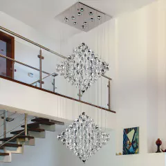 COLGANTE CRISTAL PLAFON LED ROMBOS SIMPLE Y DOBLE BASE DE 60X60 MAGNALUM