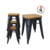 Banqueta Tolix baja sin respaldo con asiento de madera