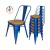 Silla Tolix azul asiento de Madera