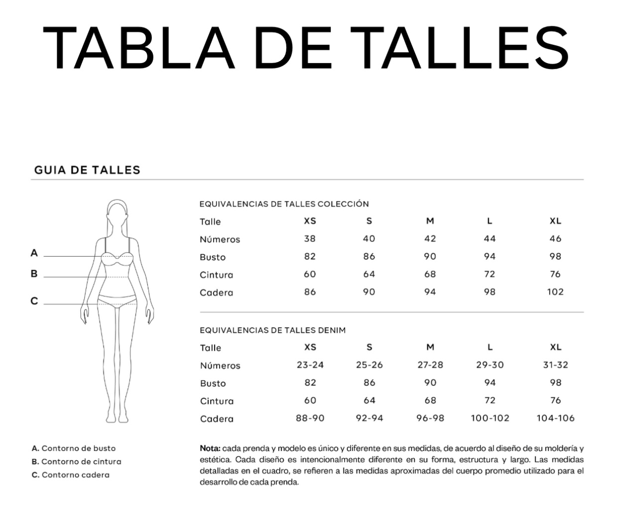 TABLA DE TALLE INDUMENTARIA