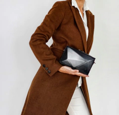 PRE ORDER CARTERA ZAHA NEGRA Y ALUMINIO NEGRO BRILLO - comprar online