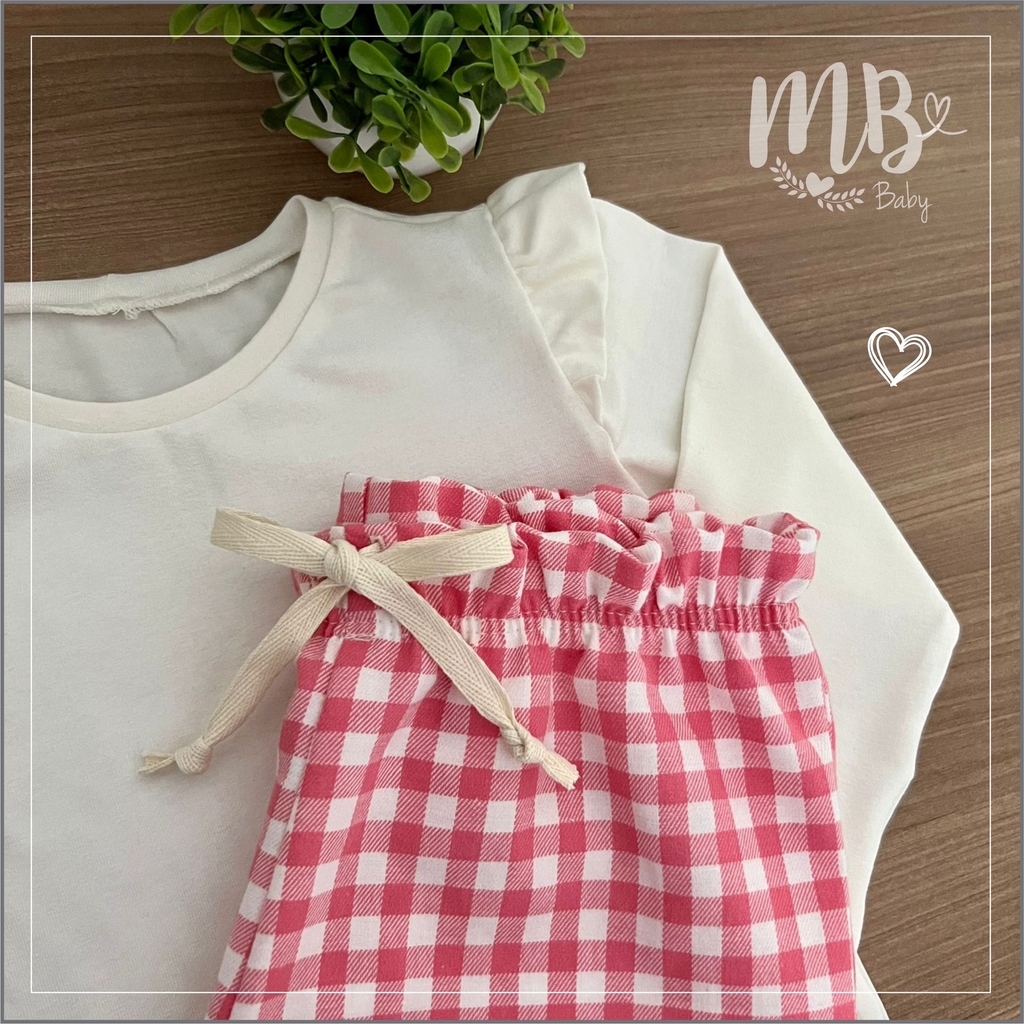 PIJAMA ALFAIATARIA LONGO XADREZ ROSA BEBÊ - Santo Pijama