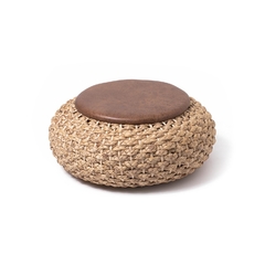 Puff Pastene 17 x 30 cm. Fibras naturales, yute natural