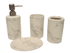 SET DISPENSER Y ACCESORIOS (x4) SIMIL MARMOL