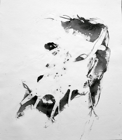 Marina Arrieta. Ausentes II. 31x28cm (dimensiones de la obra), 40x36 cm (dimensiones con marco). Acrílico y parafina sobre tela. 2018. Pertenece a la serie "Los Otros".