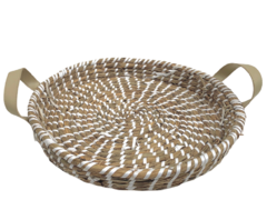 Bandeja segrass redonda natural y blanco 40x6 cm