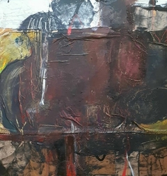 Luis Altieri. Caja marrón. Acrílico y collage sobre madera. 50x50 cm. 2021