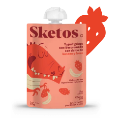 YOGURT GRIEGO SEMIDESCREMADO CON DULCE DE BANANO Y FRESA SKETOS