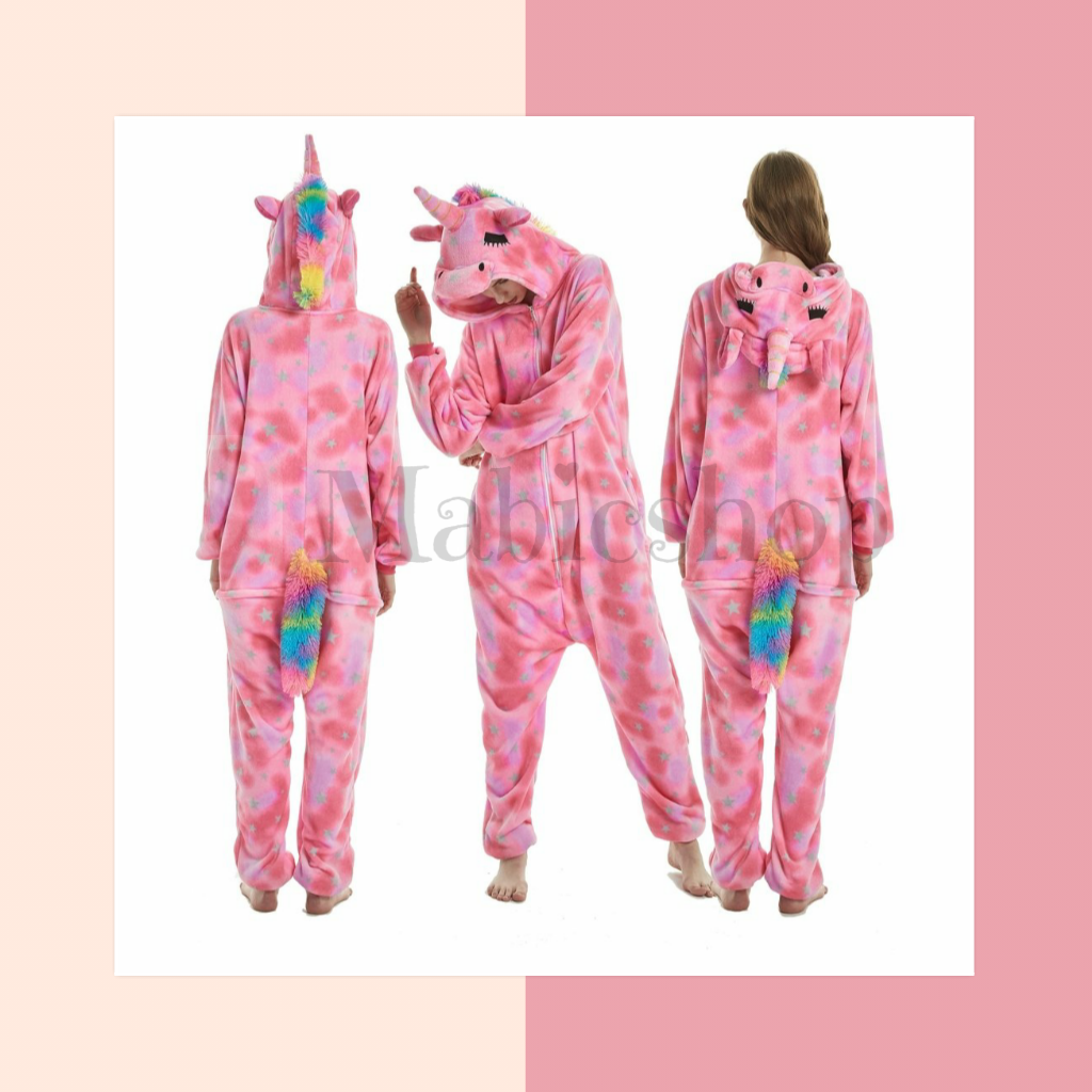 Progreso esta noche refugiados Pijama kigurumi Unicornio rosa y estrellas - MabicShop