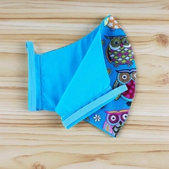 Kit de Máscaras de tecido + Case plástica - Corujinha Azul - loja online