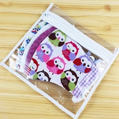 Kit de Máscaras de tecido + Case plástica - Corujinha Pink