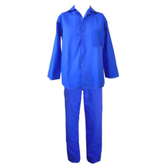 Camisa Aberta manga longa Azul Royal em Brim 100% algodão