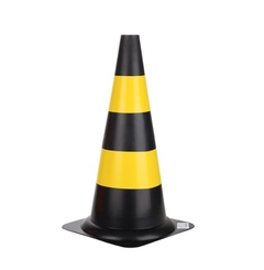 Cone de PVC Preto com Faixas Amarelas -  50 cm - comprar online