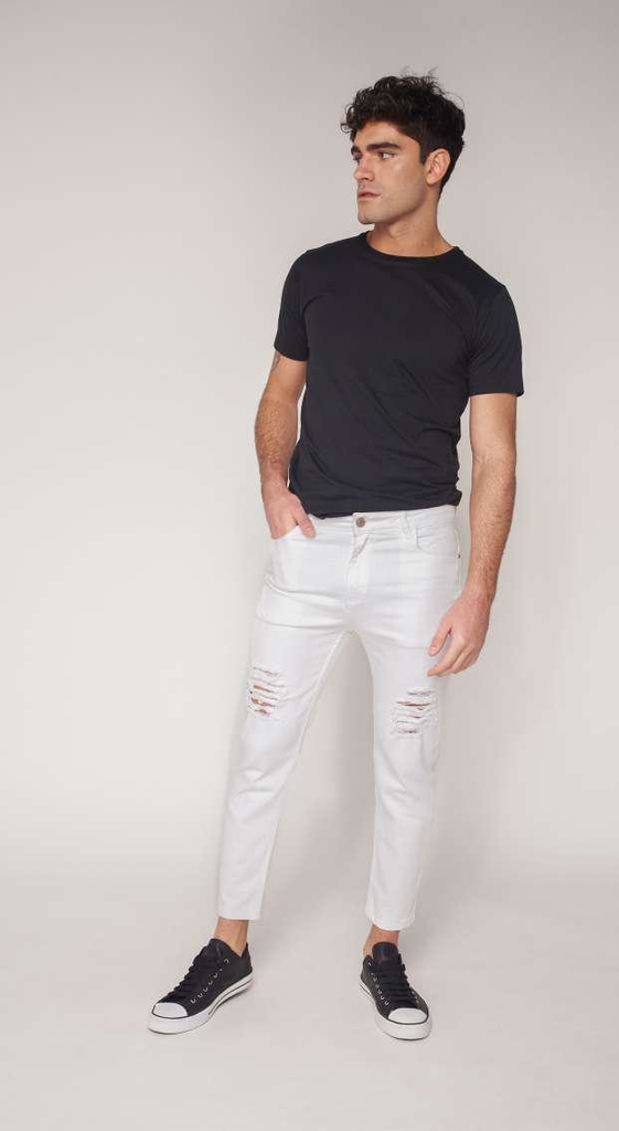Jeam Chupin White con Roturas R301