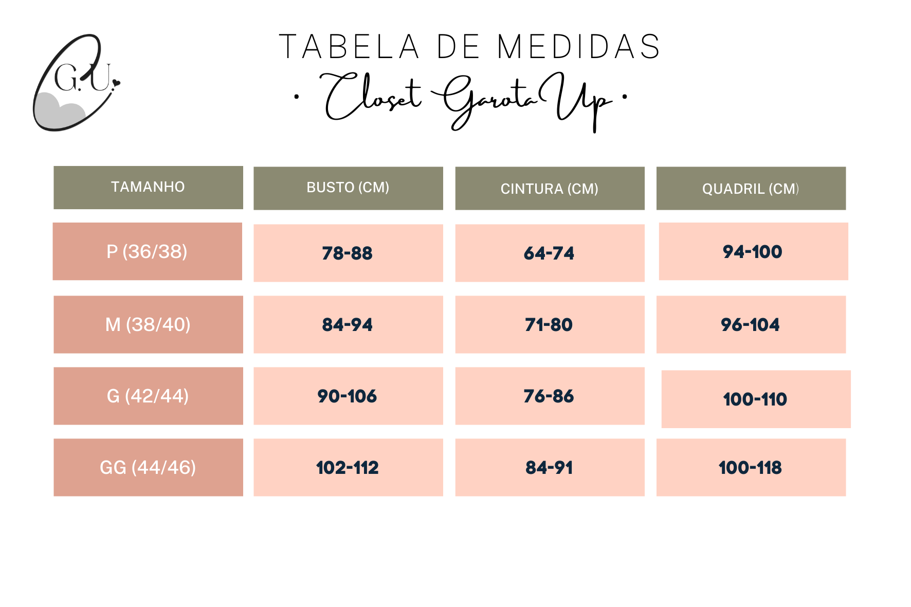 TABELA DE MEDIDAS