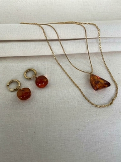 Mix Cristais Âmbar Báltico: Conjunto Duo Colar com Brincos