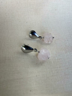 Brincos com Cristais de Quartzos Rosas Brutos na internet