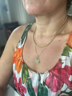 Colar Duplo com Água Marinha Bruta - comprar online