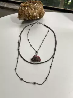 Mix Trio de Colar com Rodonita Bruta