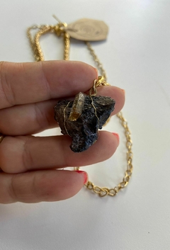 Duo de Colar Dourado com Topázio Imperial Bruto Cravado na Matriz na internet