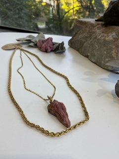 Duo de Colar com Rodonita Bruta - comprar online