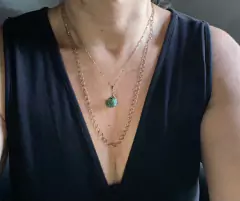 Colar Duplo com Esmeralda Bruta - Águas de São Pedro